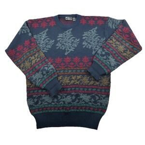 Vintage Peter England Mens Grandpa Sweater Size Large Wool Blend Geometric